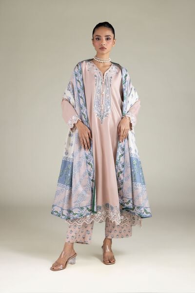 Embroidered | Raw Silk | Floral Straight Pants | GBP 25.00