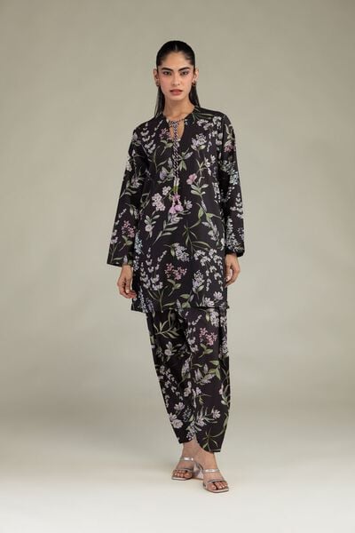 Printed | Cotton Viscose | Black Floral Shalwar  | GBP 20.00