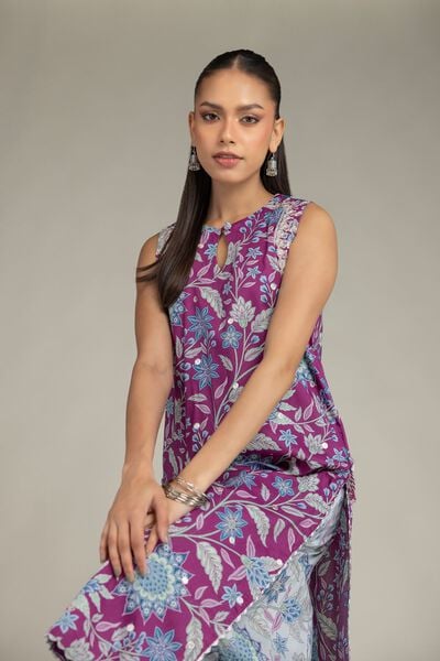 Embroidered | Cotton Viscose | Floral Sleeveless Kurta | GBP 40.00