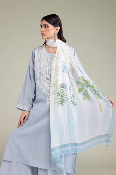 Embroidered | Textured Cotton | Tailored 3 Piece | GBP 80.00