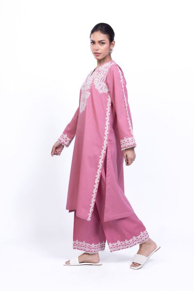 Embroidered | Cotton Dobby | Pink Cotton Pants | GBP 17.00
