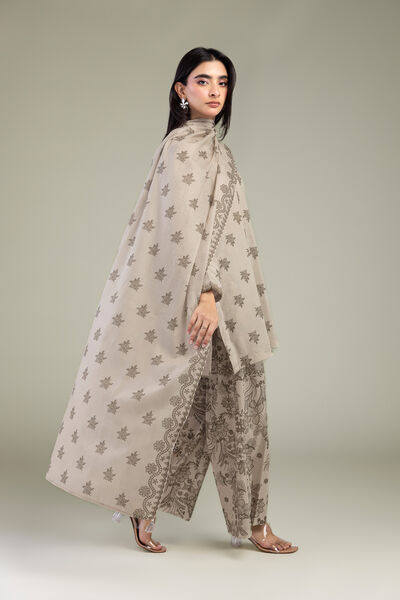 Embroidered | Lawn | Beige Floral Dupatta | GBP 25.00