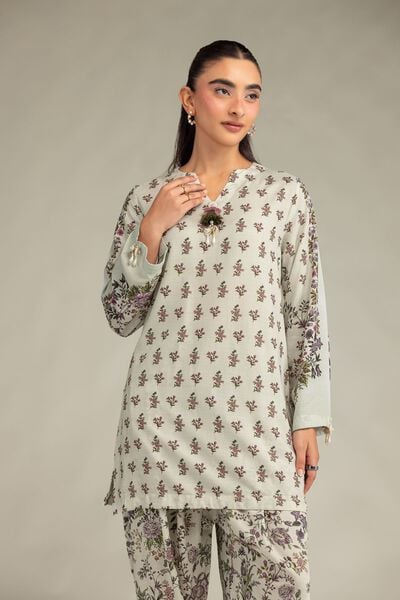 Printed | Raw Silk | Short Floral Kurta | GBP 35.00
