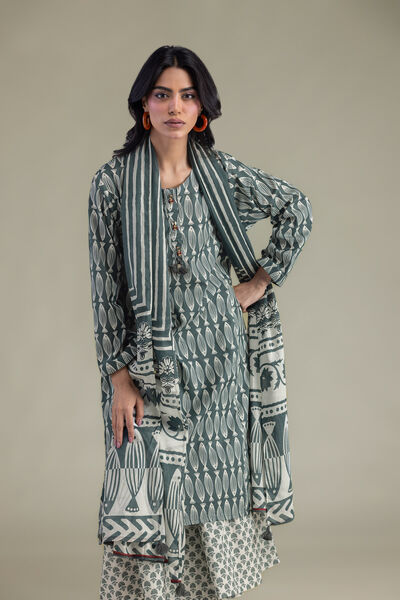 Printed | Cambric | Green Longline Kurta | GBP 30.00