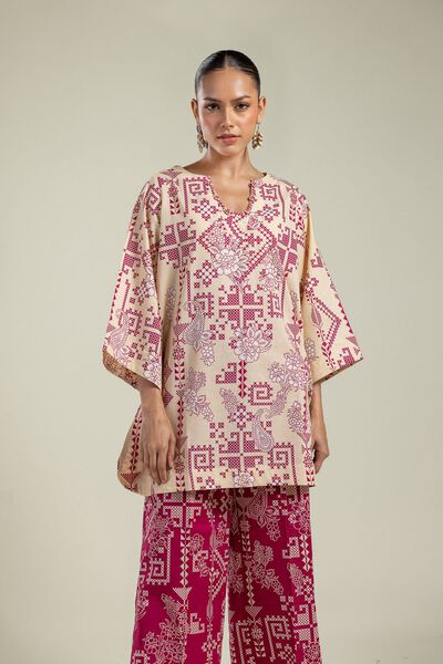 Printed | Cambric | Round V-Neck Kurta | GBP 15.00
