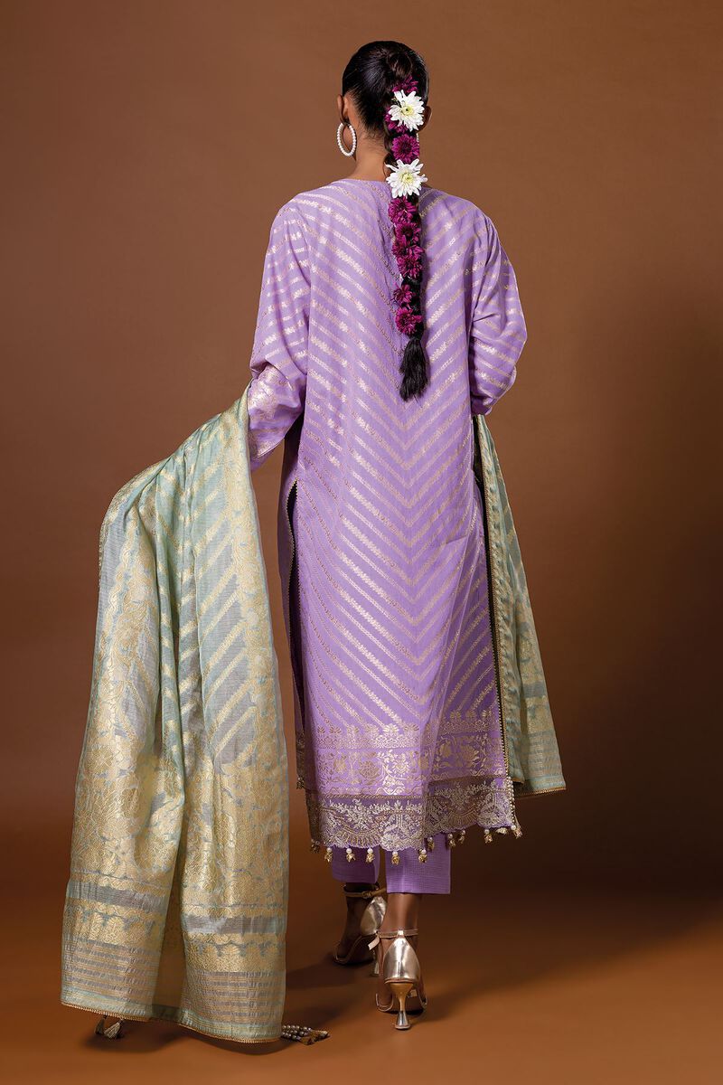 Dyed | Composed Polyester Brosha Jacquard | Fabrics 3 Piece | null