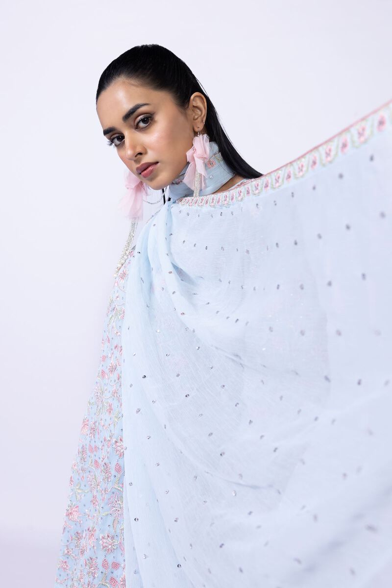 Embroidered | Polyester Crinkle Chiffon | Dupatta | GBP 25.00