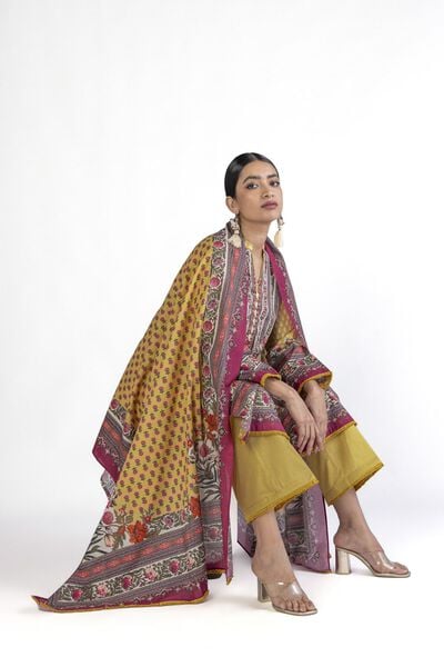 Printed | Slub Lawn | Tailored 3 Piece | GBP 25.00