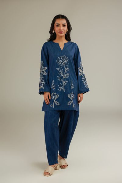 Embroidered | Cotton Dobby | Floral Navy Shalwar | GBP 15.00
