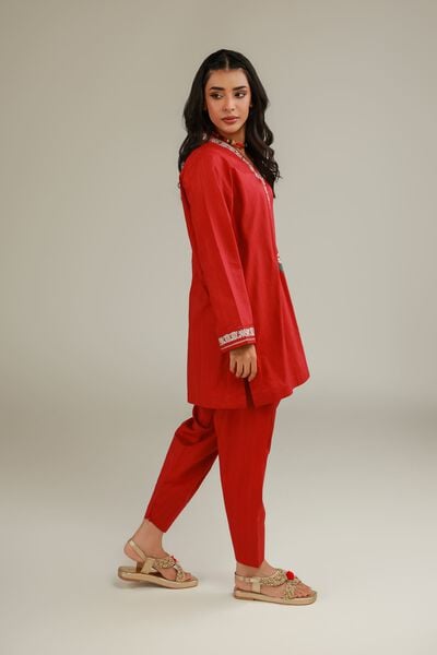 Embroidered | Cotton Dobby | Red Cotton Shalwar | GBP 15.00