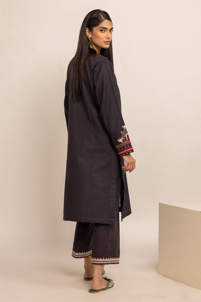 Kurta | Embroidered, BLACK, hi-res image number null