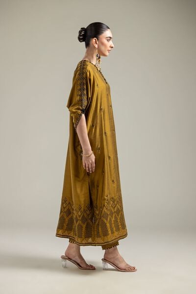 Raw Silk | Silk Mustard Pants | GBP 30.00