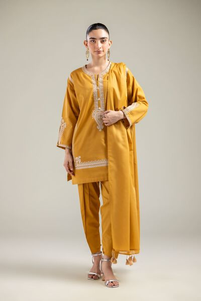 Embroidered |Cotton Dobby | Solid Mustard Shalwar | GBP 20.00