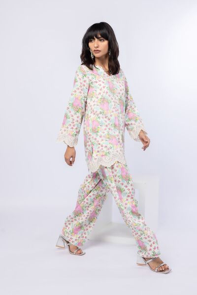 Printed | Crosshatch Raw Silk | Pants | GBP 15.00