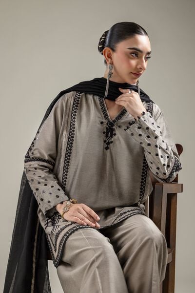 Raw Silk | Gray Silk Kurta | GBP 40.00