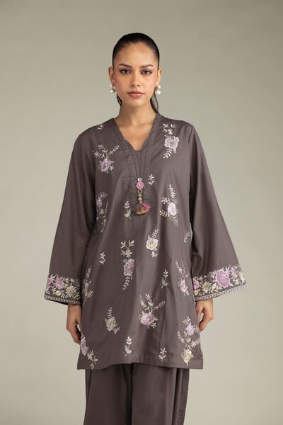 Embroidered | Cambric | Floral V-Neck Kurta | GBP 35.00