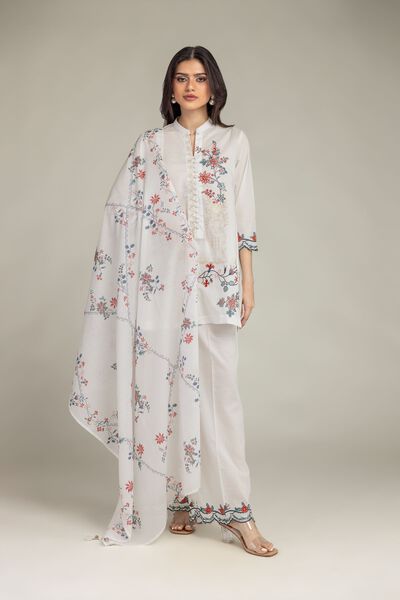 Embroidered | Cotton Dobby | Floral Cotton Pants | GBP 15.00