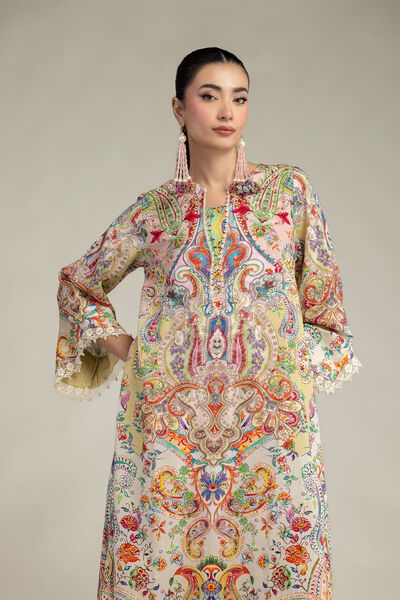 Embroidered | Raw Silk | Silk Floral Kurta | GBP 50.00