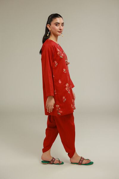 Embroidered | Cotton Dobby | Red Floral Shalwar | GBP 20.00