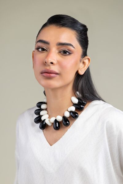 Printed | Viscose Crepe | White V-Neck Shirt | GBP 25.00