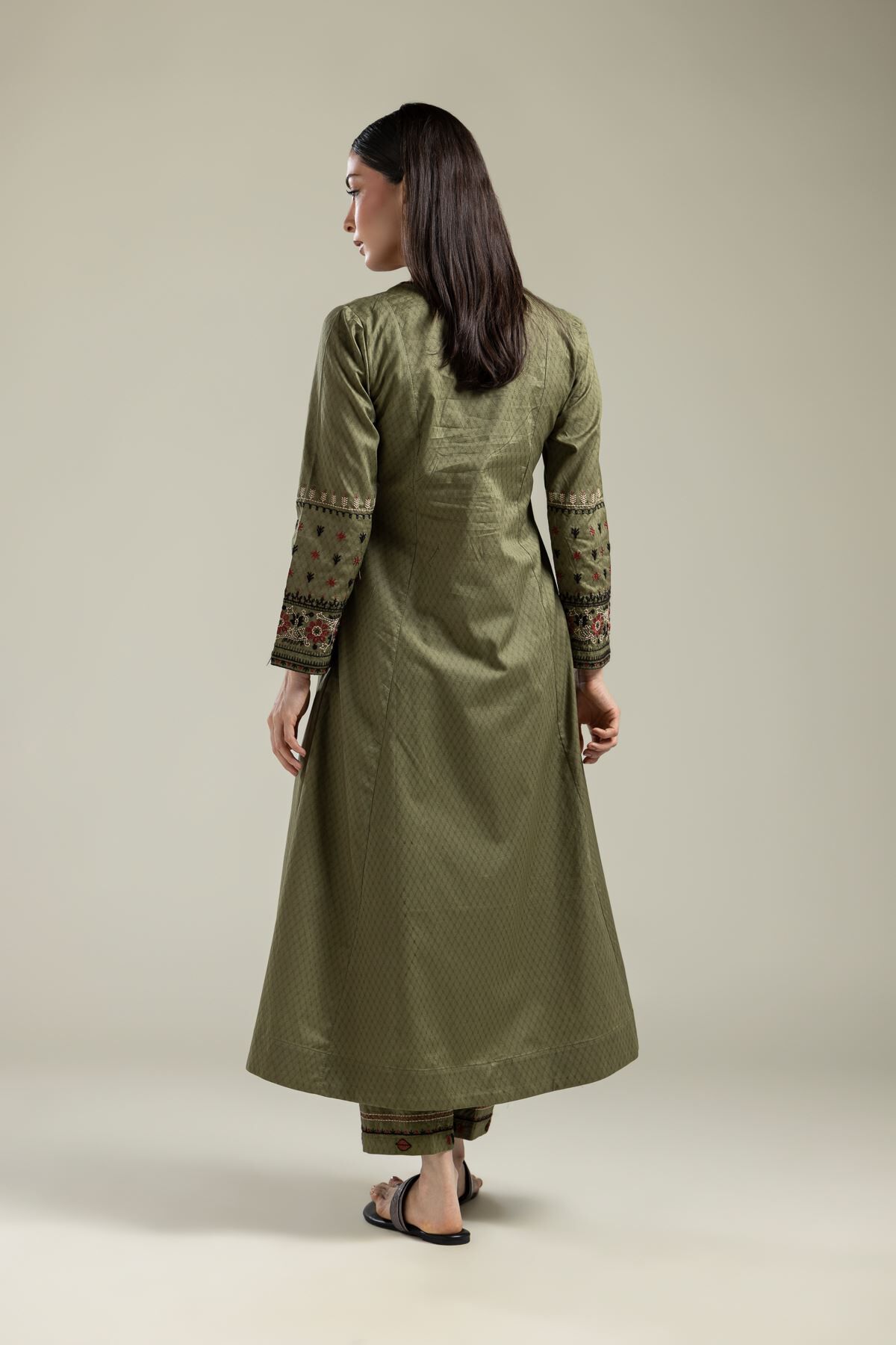 Buy Olive Floral Kurta | 30.00 GBP | 1-26-134-A-C-VG_MULTI