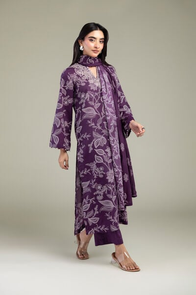 Embroidered | Cambric | Purple Solid Pants | GBP 25.00