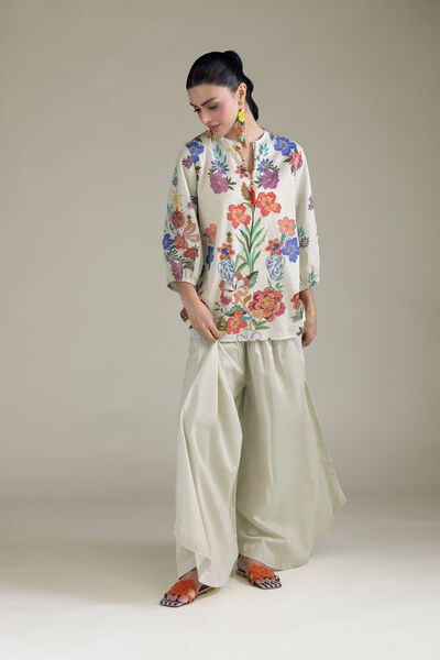 Embroidered | Cambric | Off-White Cambric Trousers | GBP 25.00