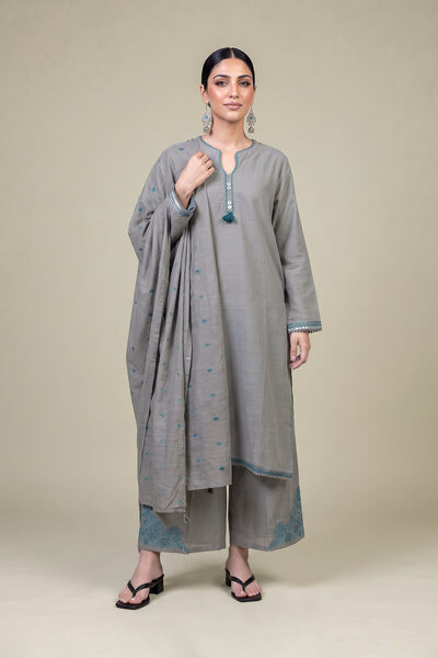 Embroidered | Light Khaddar | Gray Khaddar Pants | GBP 30.00