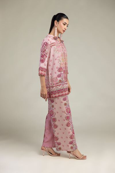 Embroidered | Raw Silk | Floral Pink Pants | GBP 35.00
