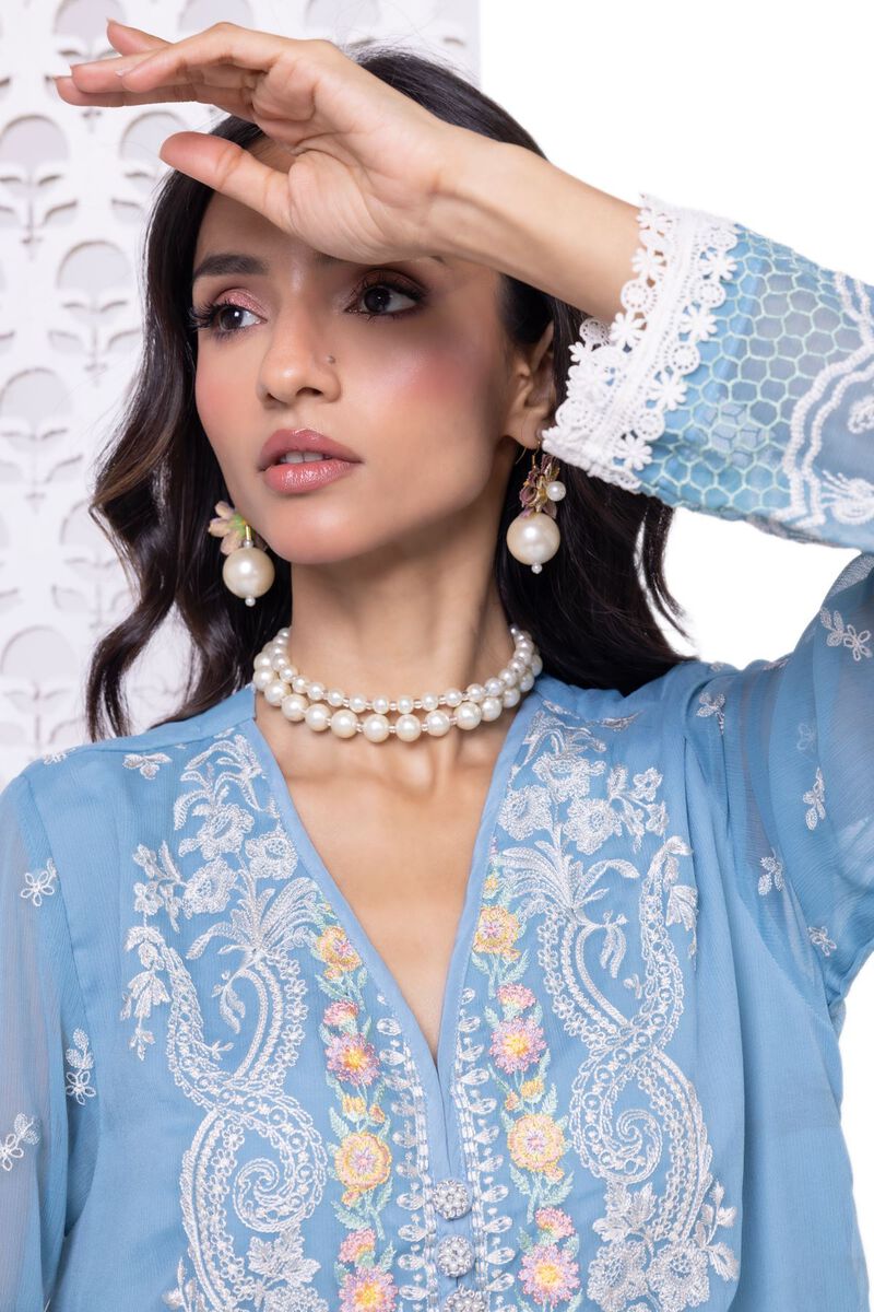Embroidered | Polyester Crinkle Chiffon | Kurta | null