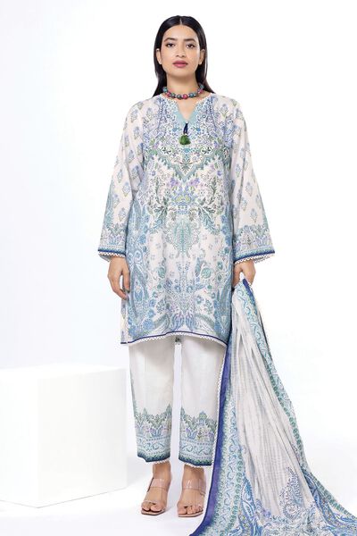 Printed | Slub Lawn | Fabrics 3 Piece | GBP 10.50