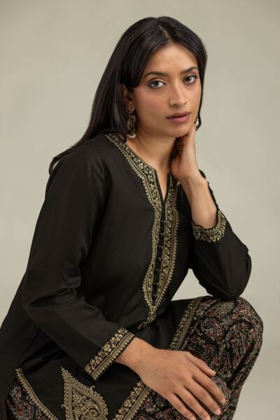 Embroidered | Cambric | Short Black Kurta | GBP 30.00