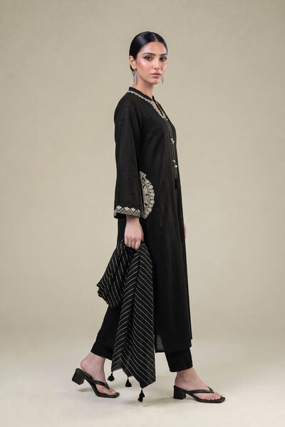 Embroidered | Light Khaddar | Black Solid Pants | GBP 25.00