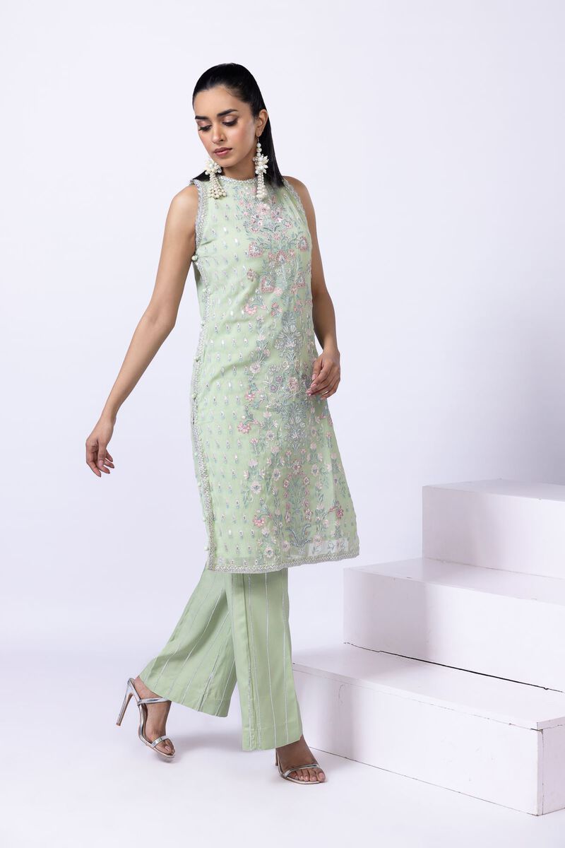 Embroidered | Polyester Crinkle Chiffon | Kurta | null