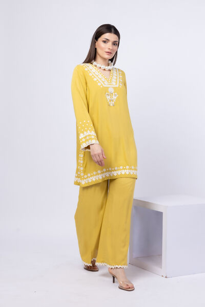 Embroidered | Crosshatch Raw Silk | Pants | GBP 20.00