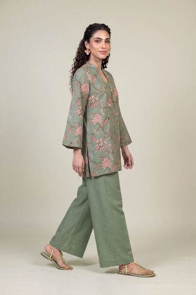 Printed | Light Khaddar | Solid Mint Pants | GBP 25.00