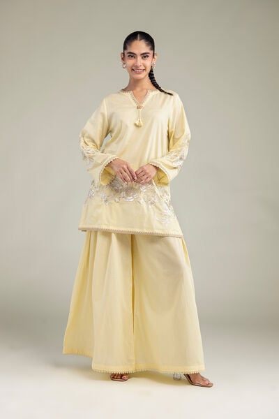 Embroidered | Cambric | Yellow Cambric Pants | GBP 25.00