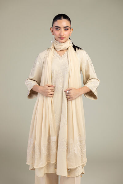 Embroidered | Raw Silk | Floral V-Neck Kurta | GBP 50.00