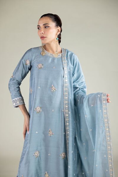 Embroidered | Cotton Net | Floral Thread Dupatta | GBP 25.00