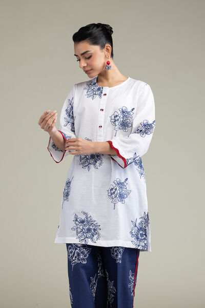 Embroidered | Cotton Dobby | Floral Round-Neck Kurta | GBP 15.00