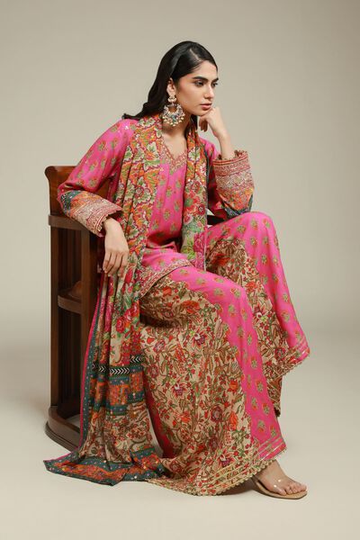 Embroidered | Raw Silk | 3 Piece Co-ord Set | GBP 140.00