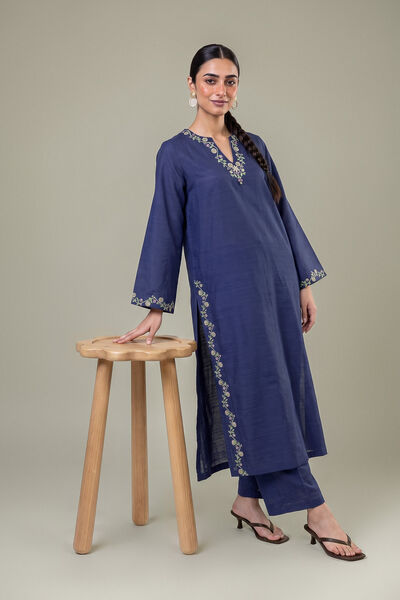 Embroidered | Light Khaddar | Navy Khaddar Pants | GBP 25.00