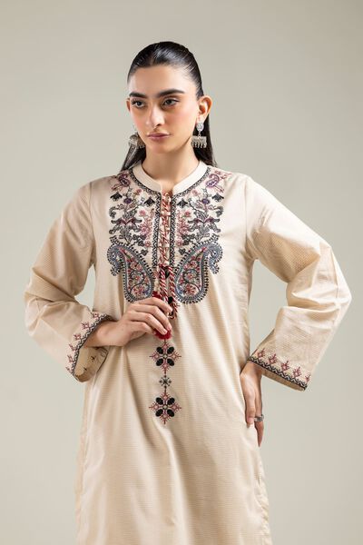 Embroidered | Mesuri | Floral Beige Kurta | GBP 25.00