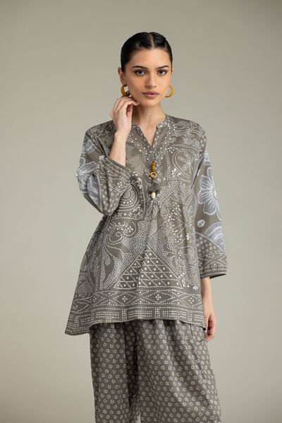 Printed | Viscose Crepe | Gray Viscose Blouse | GBP 17.50