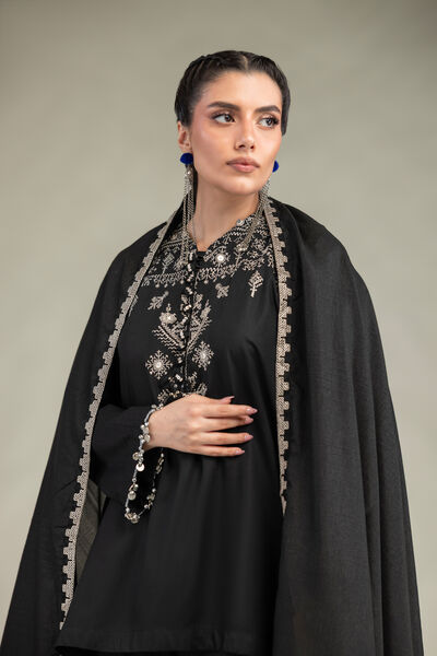 Embroidered | Polyester Silk | Black Silk Dupatta | GBP 30.00