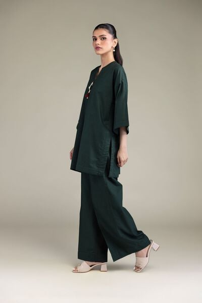 Dyed | Textured Cotton Viscose | Cotton Solid Pants | GBP 25.00