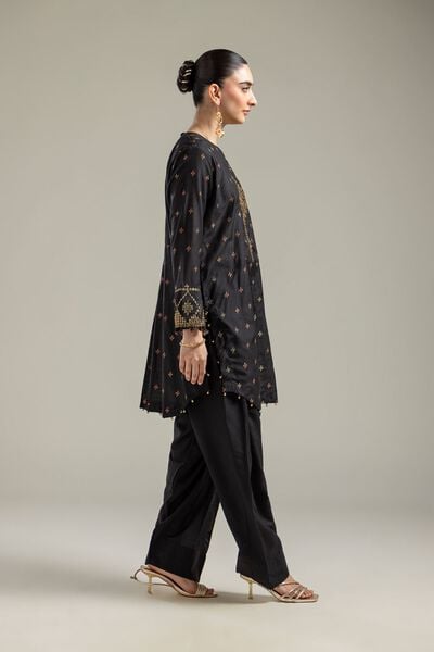 Raw Silk | Solid Black Shalwar | GBP 20.00