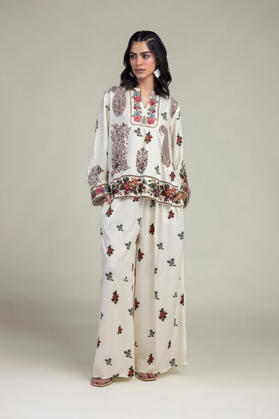Embroidered | Viscose Crepe | Floral Viscose Trousers | GBP 25.00