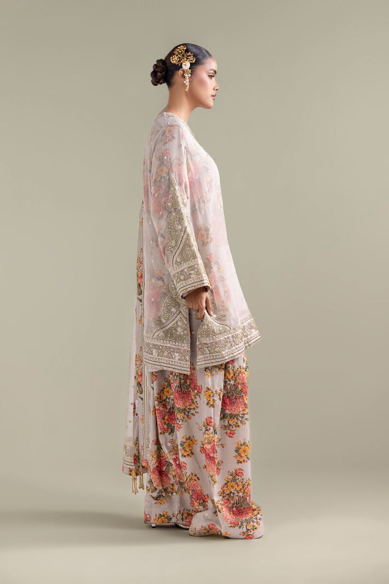 Embroidered | Chiffon | Floral Zari 3-piece | GBP 155.00