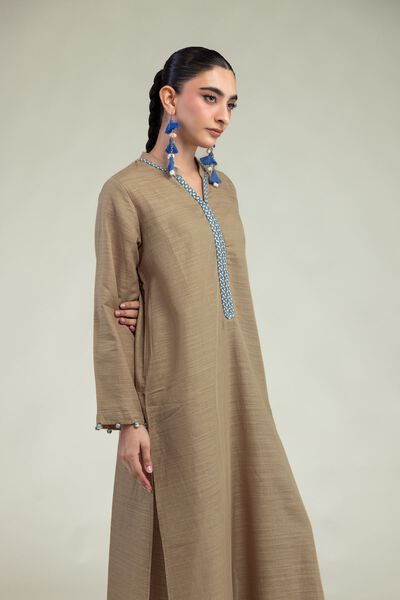 Dyed | Textured Cotton | Long Cotton Kurta | GBP 30.00